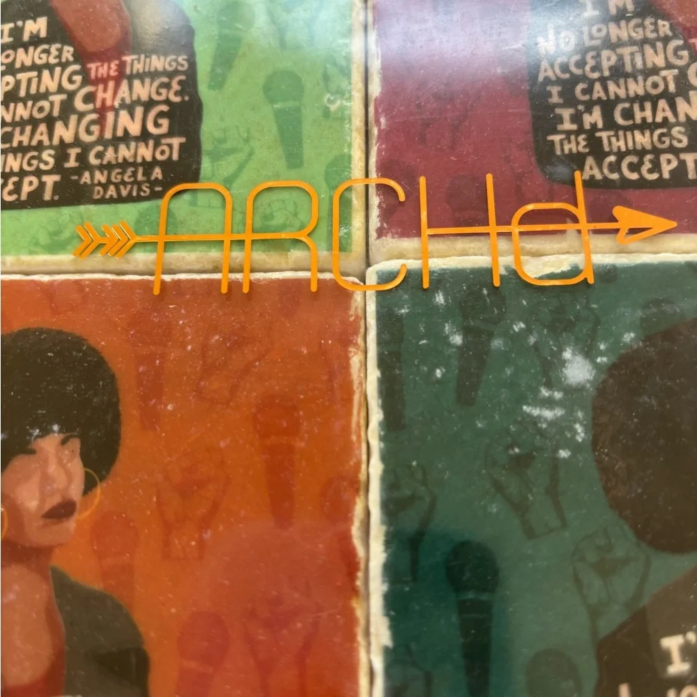 Angela Davis Coaster Set Marble 4 Colors New in Box